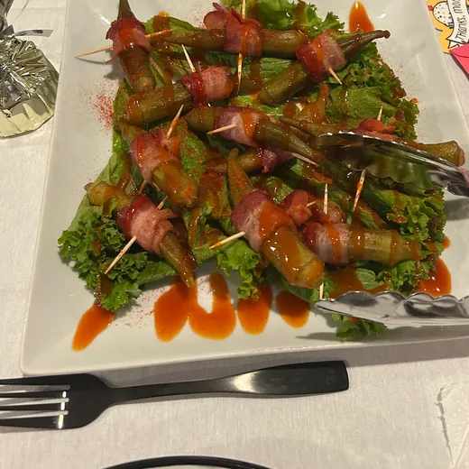 Hot honey bacon-wrapped pickled okra